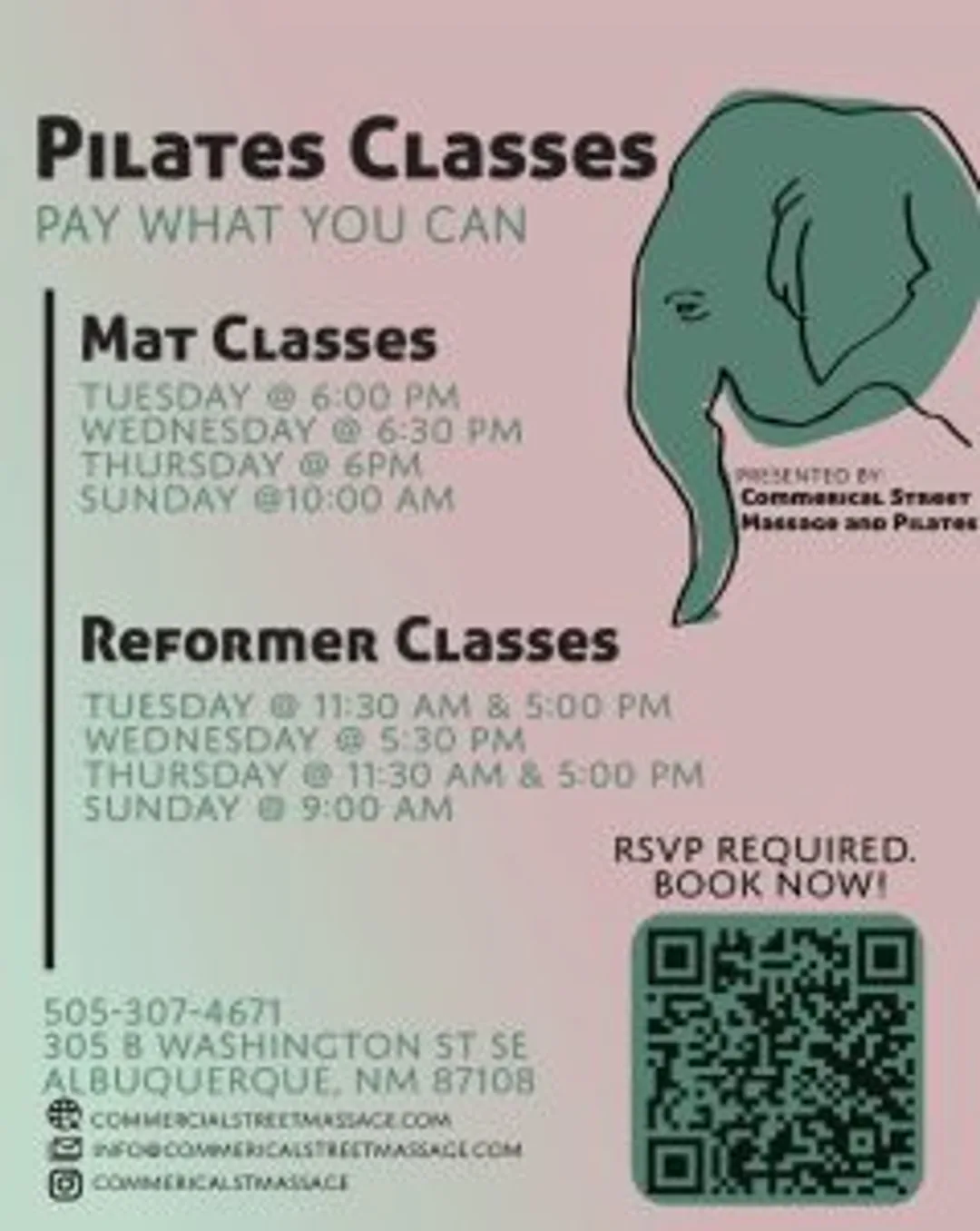 Pilates Classes; Mat and Reformer Tuesdays & Thursdays
